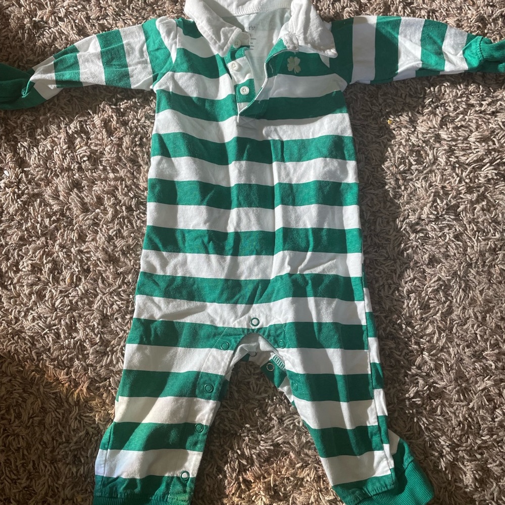 Carters 12 Month Boys long sleeve St Patrick’s Day One Piece Outfit